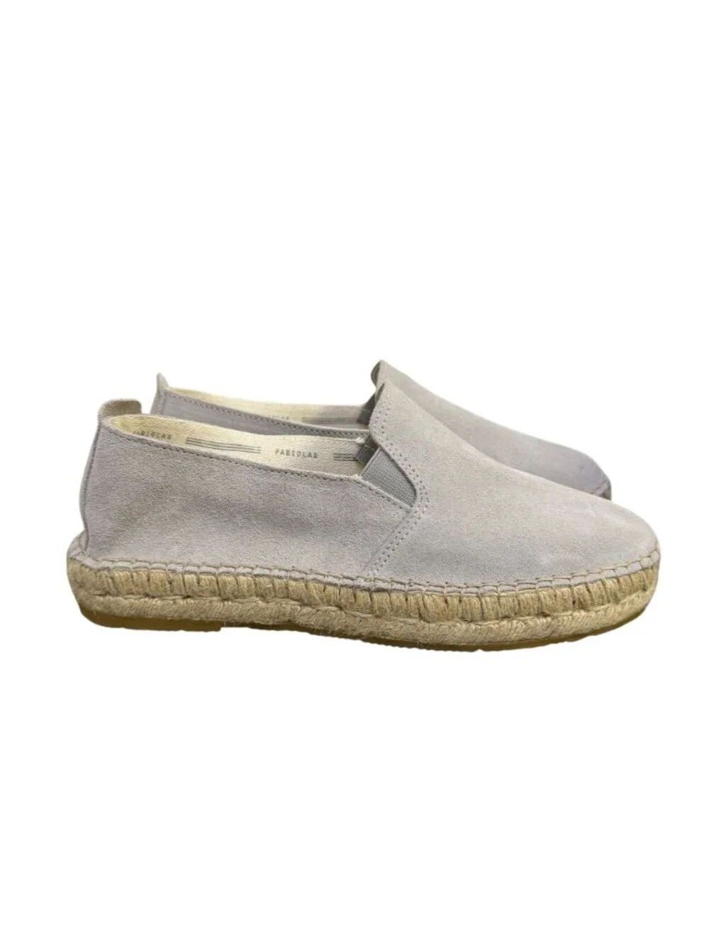 Fabiolas Light Gray Suede Espadrilles Slip-On Size 8